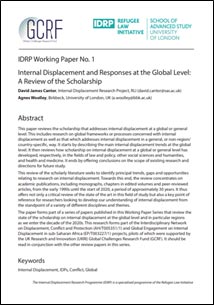Internal Displacement and Responses at the Global Level: A Review of the Scholarship