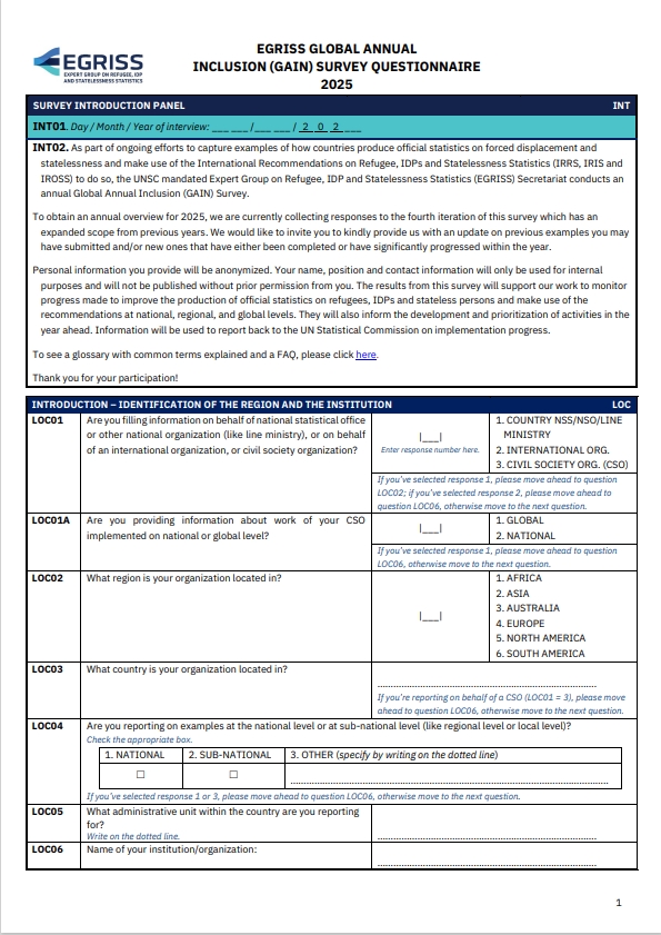 English questionnaire mockup