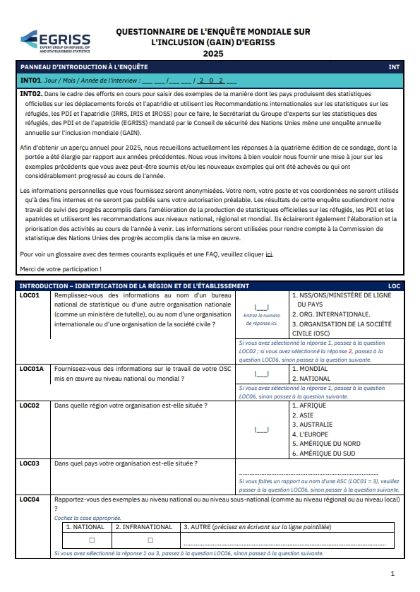French questionnaire mockup