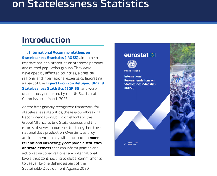 EGRISS – Recommendations at a Glance: The International Recommendations on Statelessness Statistics (IROSS)