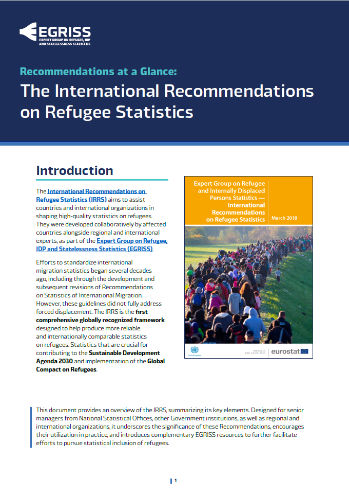 EGRISS – Recommendations at a Glance: The International Recommendations on Refugee Statistics (IRRS)