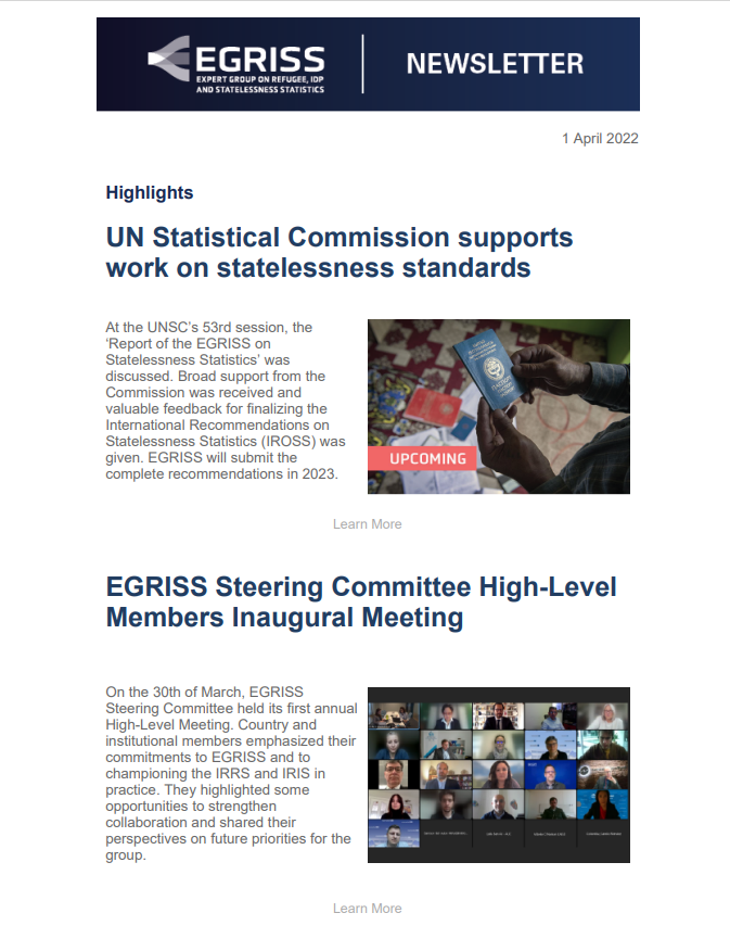 EGRISS Newsletter: Progress on statelessness recommendations and more